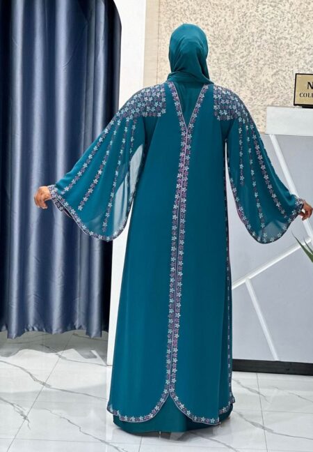 Royal Turquoise Elegance Abaya